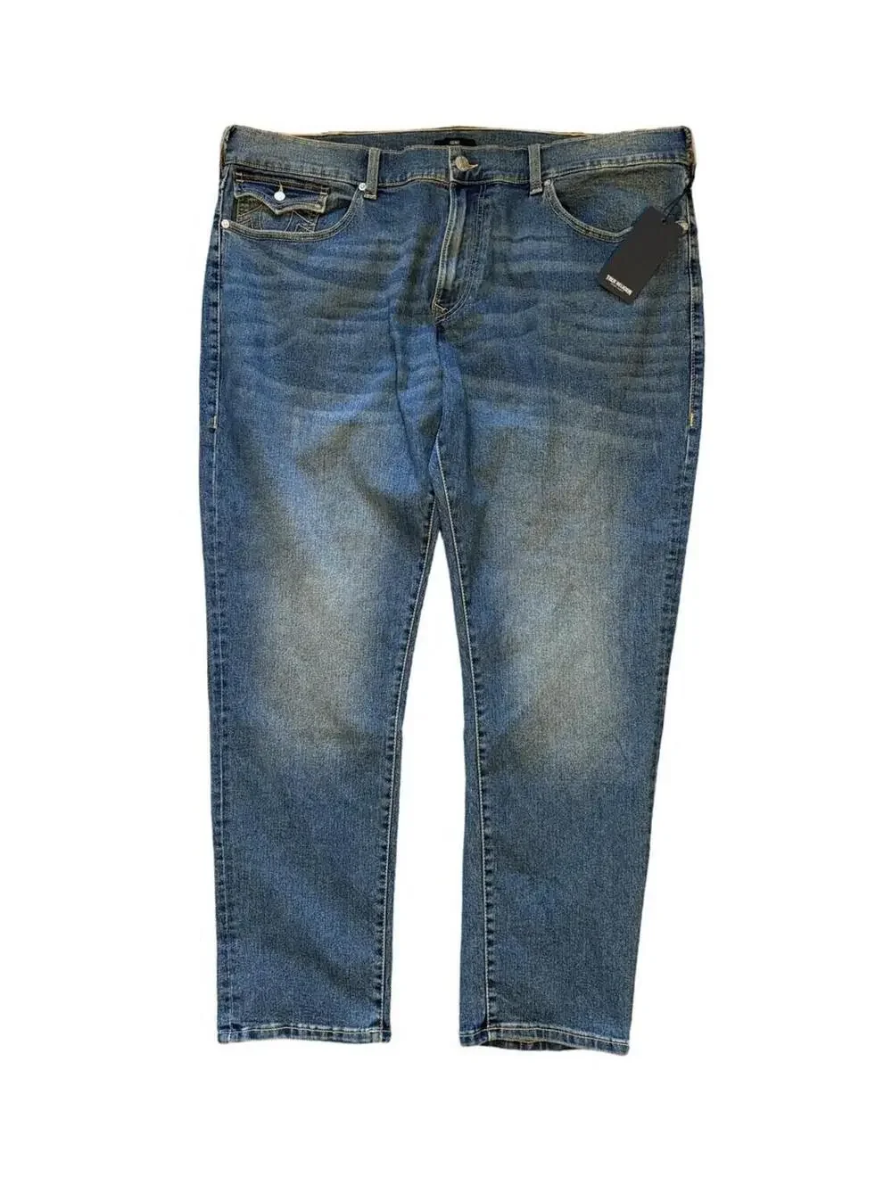 True Religion Men’s Geno Relaxed Slim SN Flap Medium Blue Jeans Size 44x32 NEW